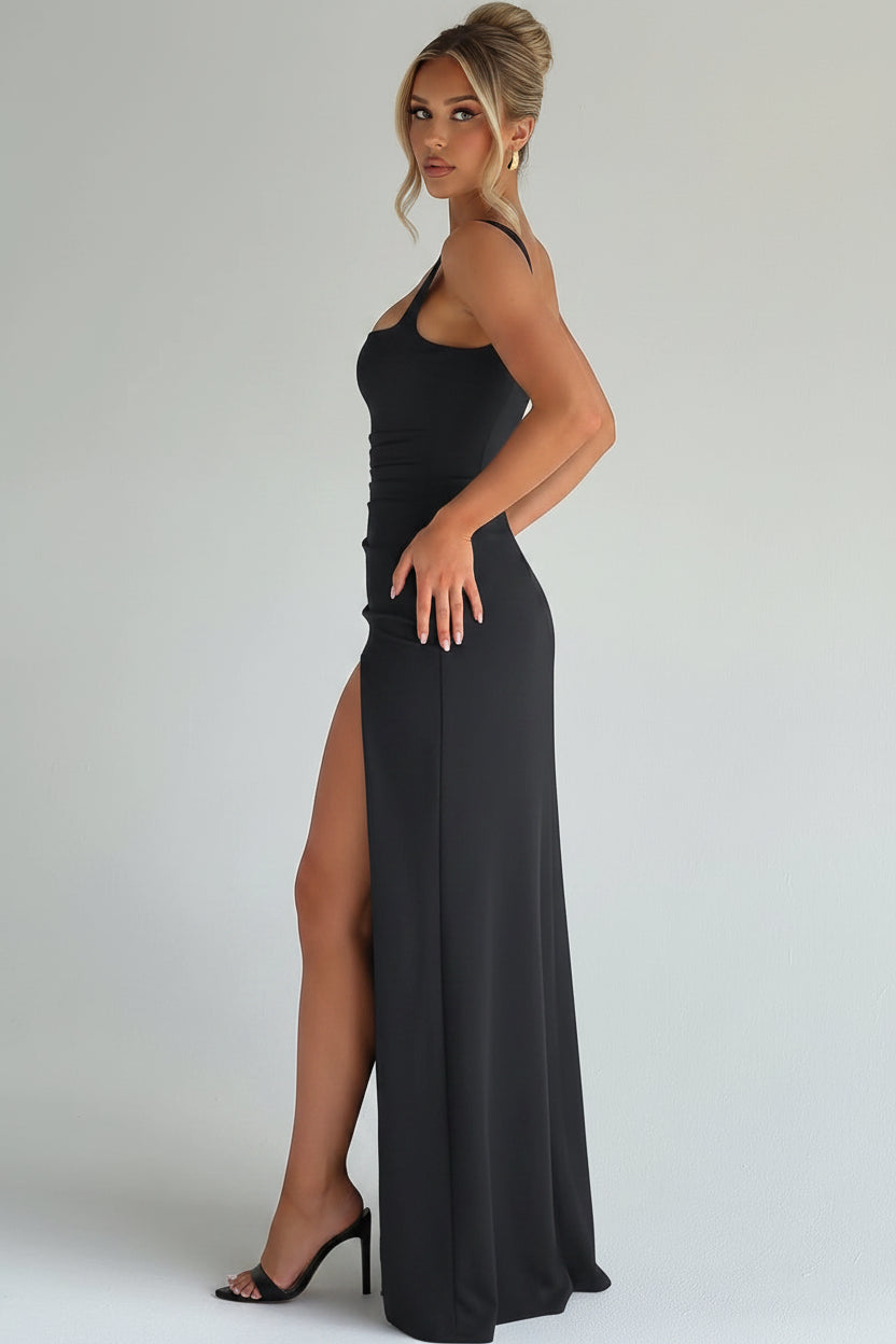 Elegante Bodycon Maxi Jurk met Split & Spaghettibandjes | Avond & Feest