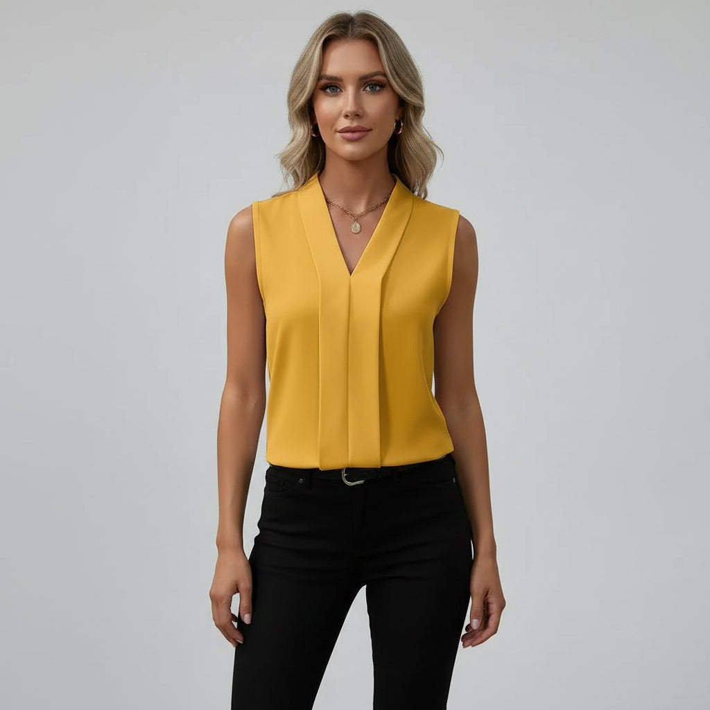 Mouwloze Vest Top | V-hals | Lente Zomer | Wit Zwart Geel