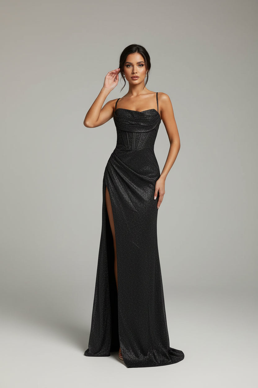 Glamour Avondjurk Dames | Pailletten | Hoge Split | Gala Afstudeerjurk