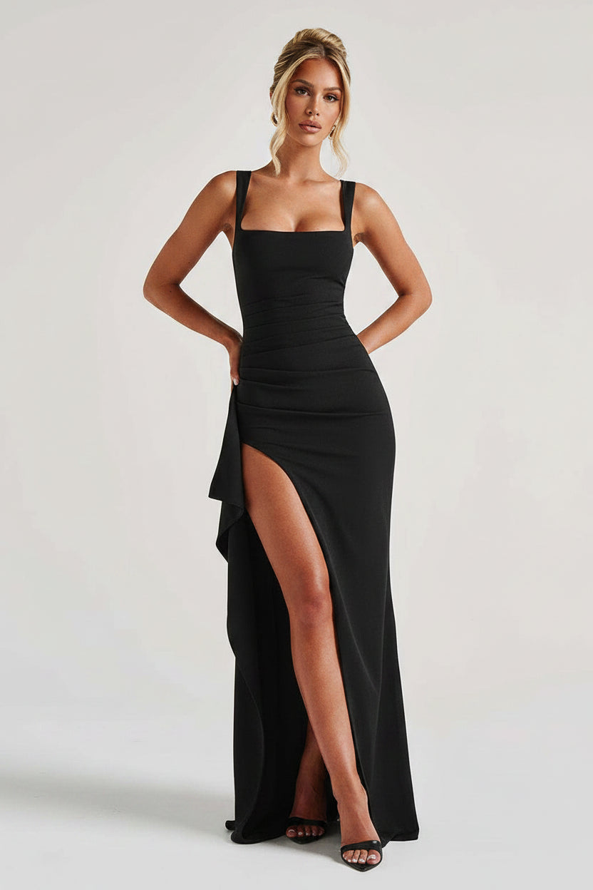 Elegante Bodycon Maxi Jurk met Split & Spaghettibandjes | Avond & Feest