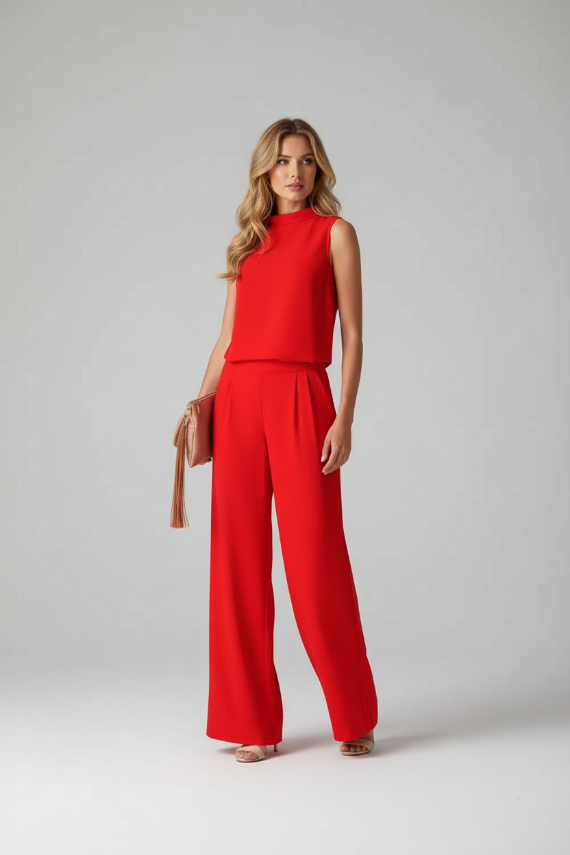 Jumpsuit Zomer – Mouwloos, Wijde Pijp | Apricot, Zwart, Blauw, Rood