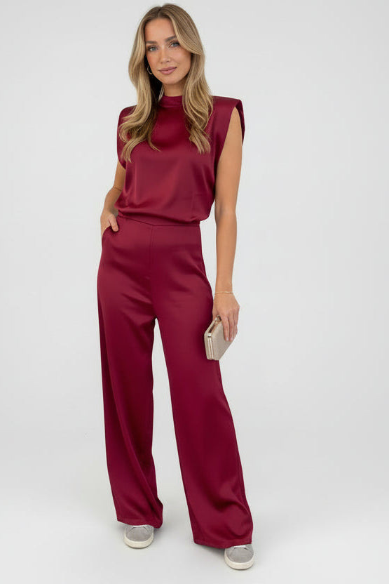 Satijn Jumpsuit | Halter Nek | Rugdecolleté | Wijde Pijp | Zomer 2025