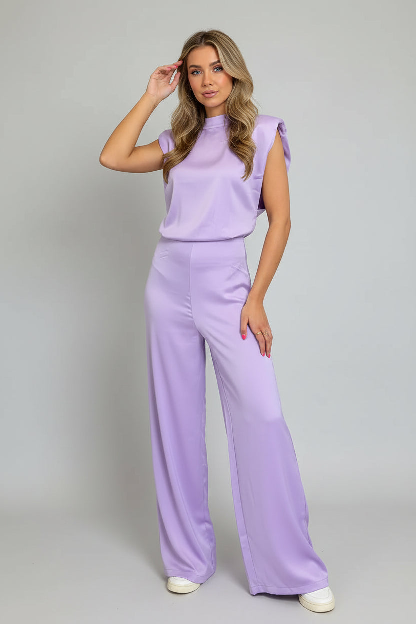 Satijn Jumpsuit | Halter Nek | Rugdecolleté | Wijde Pijp | Zomer 2025