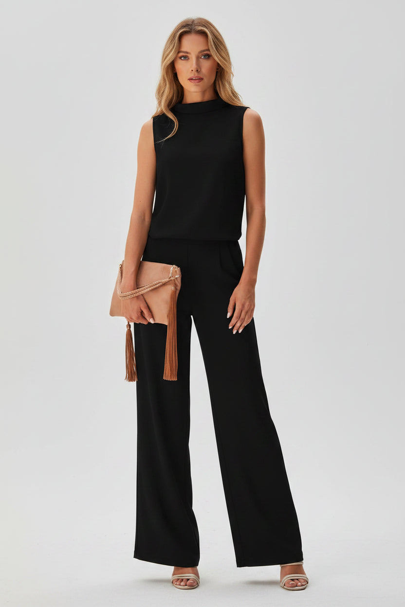 Jumpsuit Zomer – Mouwloos, Wijde Pijp | Apricot, Zwart, Blauw, Rood