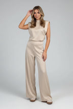 Satijn Jumpsuit | Halter Nek | Rugdecolleté | Wijde Pijp | Zomer 2025
