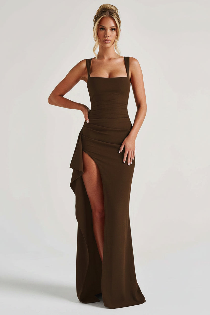 Elegante Bodycon Maxi Jurk met Split & Spaghettibandjes | Avond & Feest