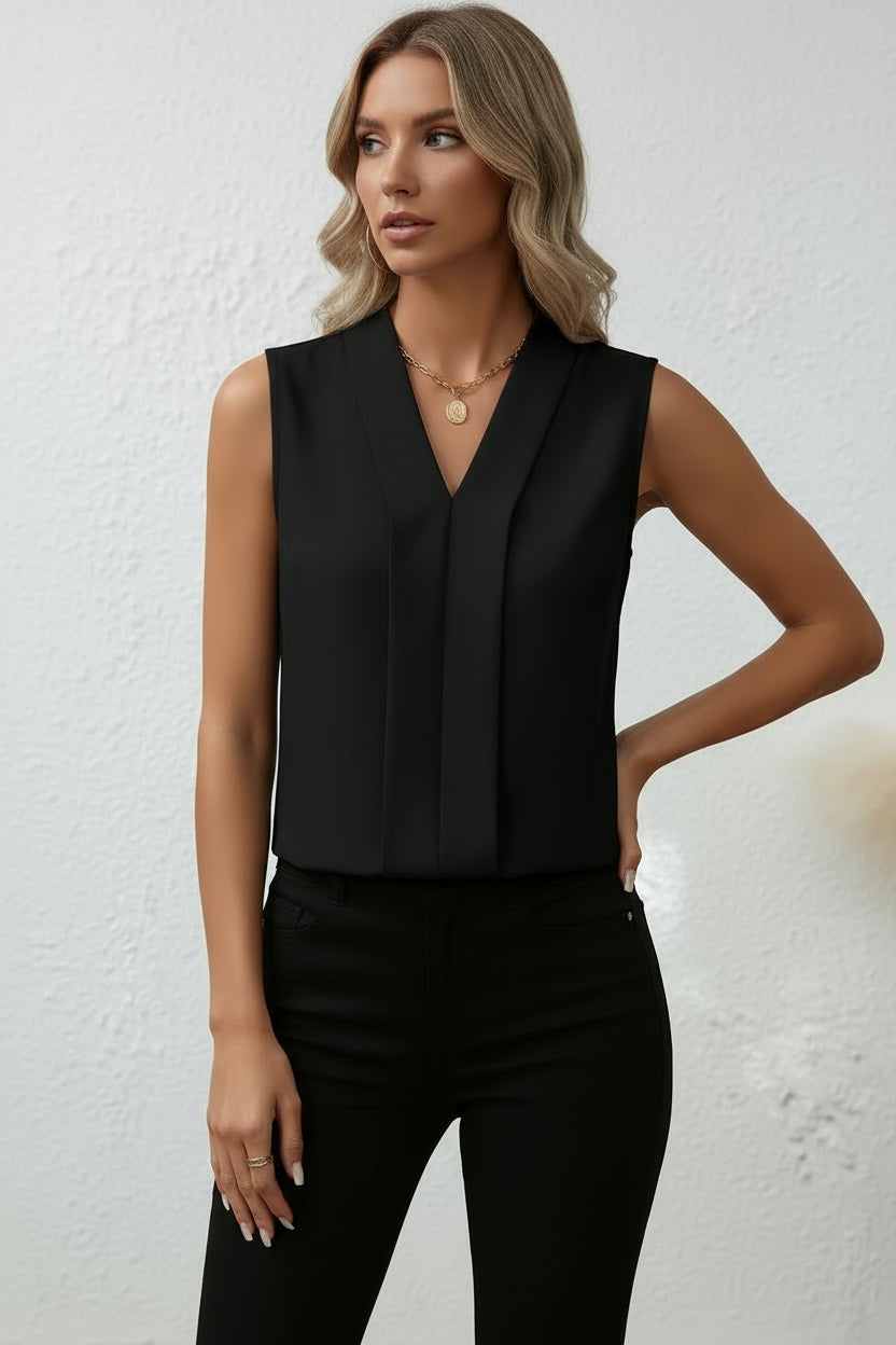 Mouwloze Vest Top | V-hals | Lente Zomer | Wit Zwart Geel