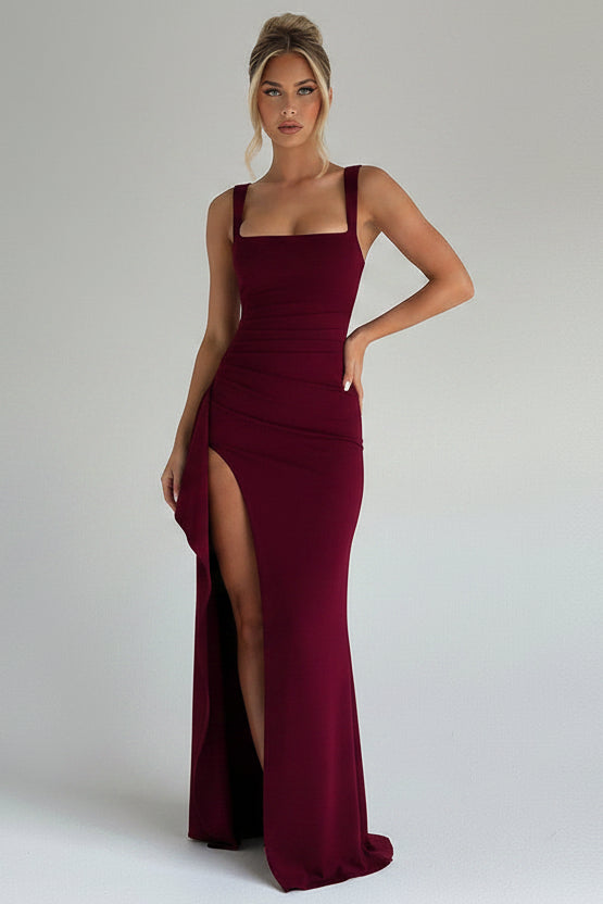 Elegante Bodycon Maxi Jurk met Split & Spaghettibandjes | Avond & Feest