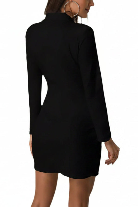 Elegante Dames Blazer Jurk | Lange Mouw | Kantoorstijl | Zwart en Wit