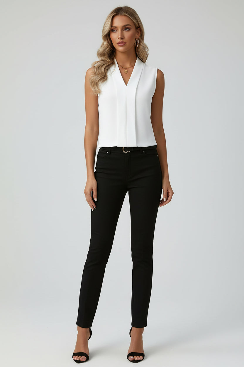 Mouwloze Vest Top | V-hals | Lente Zomer | Wit Zwart Geel