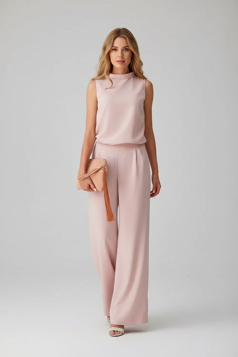 Jumpsuit Zomer – Mouwloos, Wijde Pijp | Apricot, Zwart, Blauw, Rood