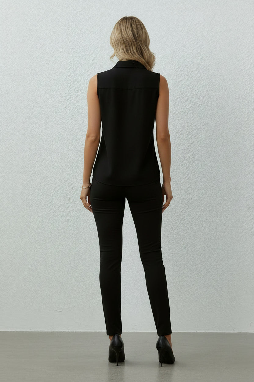 Mouwloze Vest Top | V-hals | Lente Zomer | Wit Zwart Geel