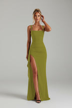 Elegante Bodycon Maxi Jurk met Split & Spaghettibandjes | Avond & Feest