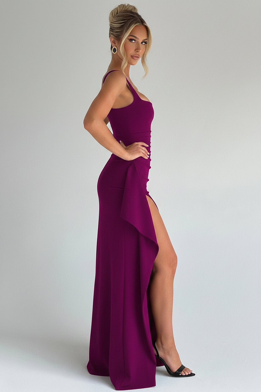 Elegante Bodycon Maxi Jurk met Split & Spaghettibandjes | Avond & Feest