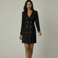 Elegante Dames Blazer Jurk | Lange Mouw | Kantoorstijl | Zwart en Wit