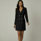 Elegante Dames Blazer Jurk | Lange Mouw | Kantoorstijl | Zwart en Wit